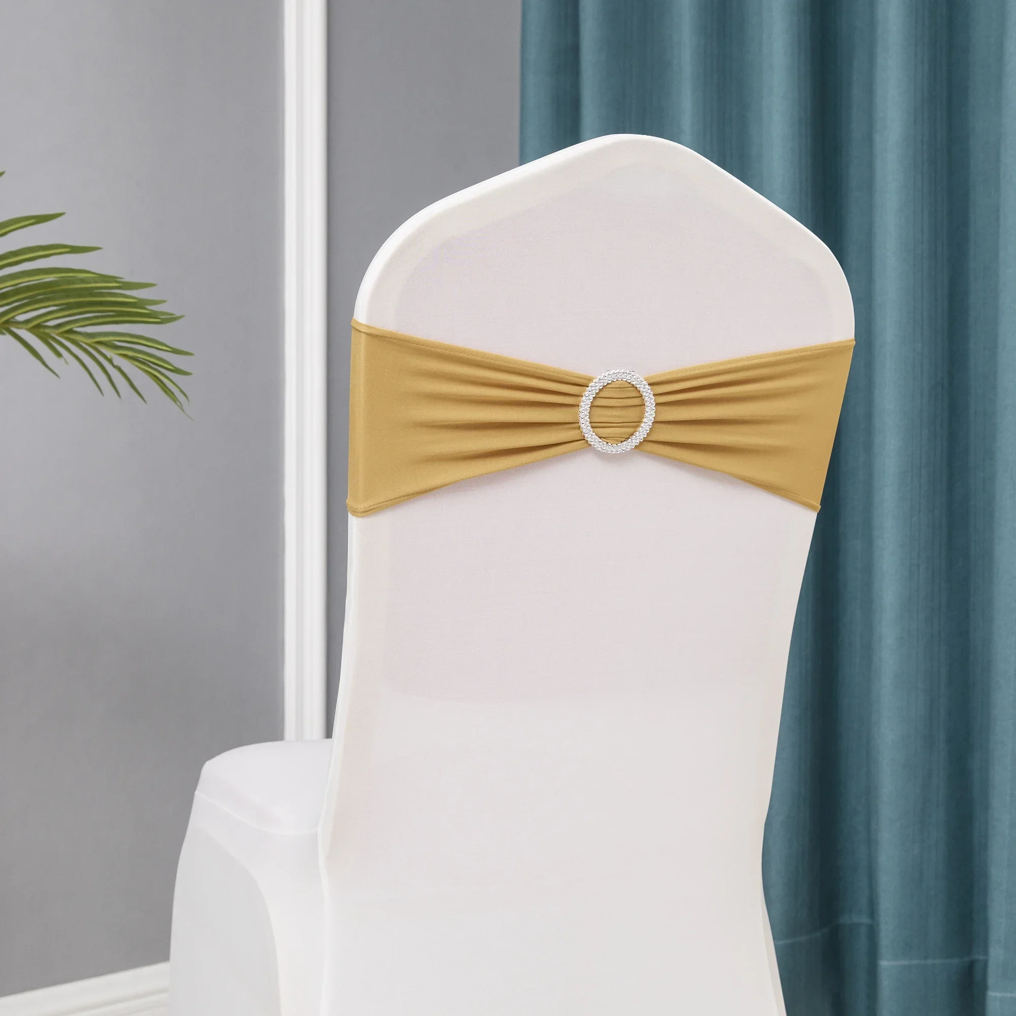 Chair Sashes Bows Wedding Lycra Chair Spandex Bands Stretch With Buckle For Chair Covers Decoration Party Dinner Banquet