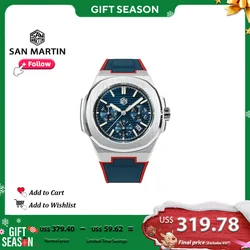 San Martin New Men Watch Original Design Multifunction Business Casual Rubber Strap Automatic Mechanical Watches for Mans Brand