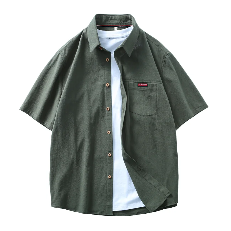 

Модная мужская рубашка с коротким рукавом. Стильная дышащая эластичная повседневная рубашка из чистого хлопка с короткими рукавами и удобным мужским топом.