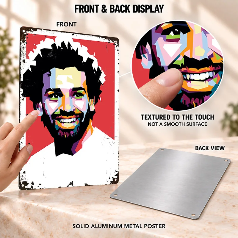 Mohamed Salah Textured Metal Posters Champion Legacy Design Home Office Wall Art Customized Aluminum Sign Gift For Sports Fans