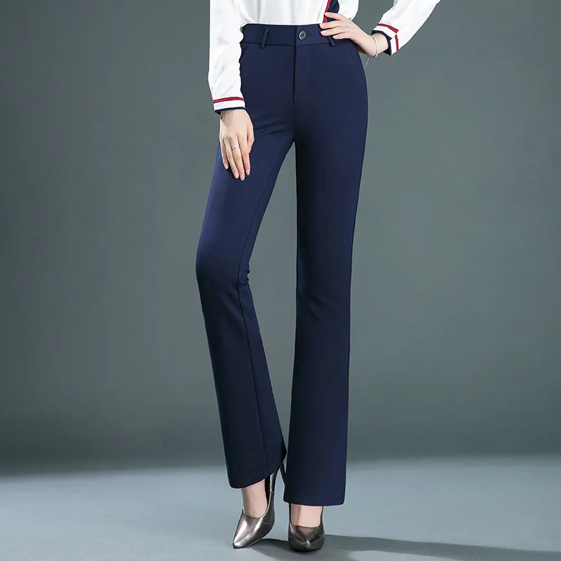 Spring and Autumn High-Waisted Casual Pants High-elastic Micro-Horn Trousers Oversized Size Fat MM Thin Knitwear Y2k Pants