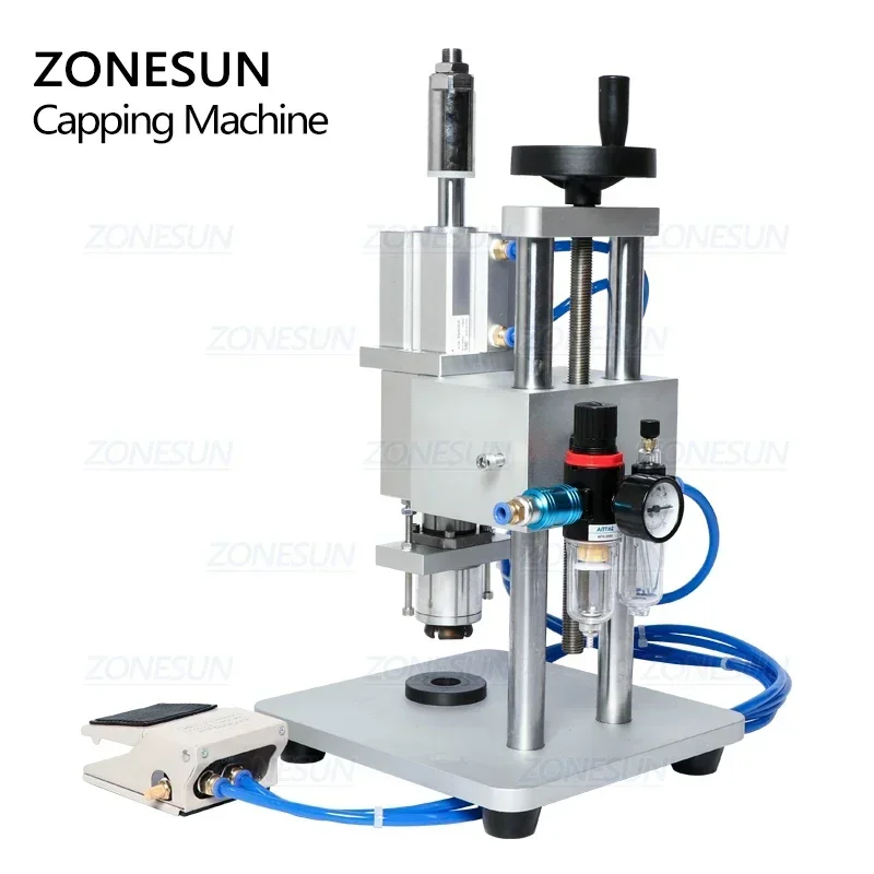 ZONESUN Pneumatic Semi-automatic Oral Medicine Penicillin Glass Bottle Vial Capping Machine