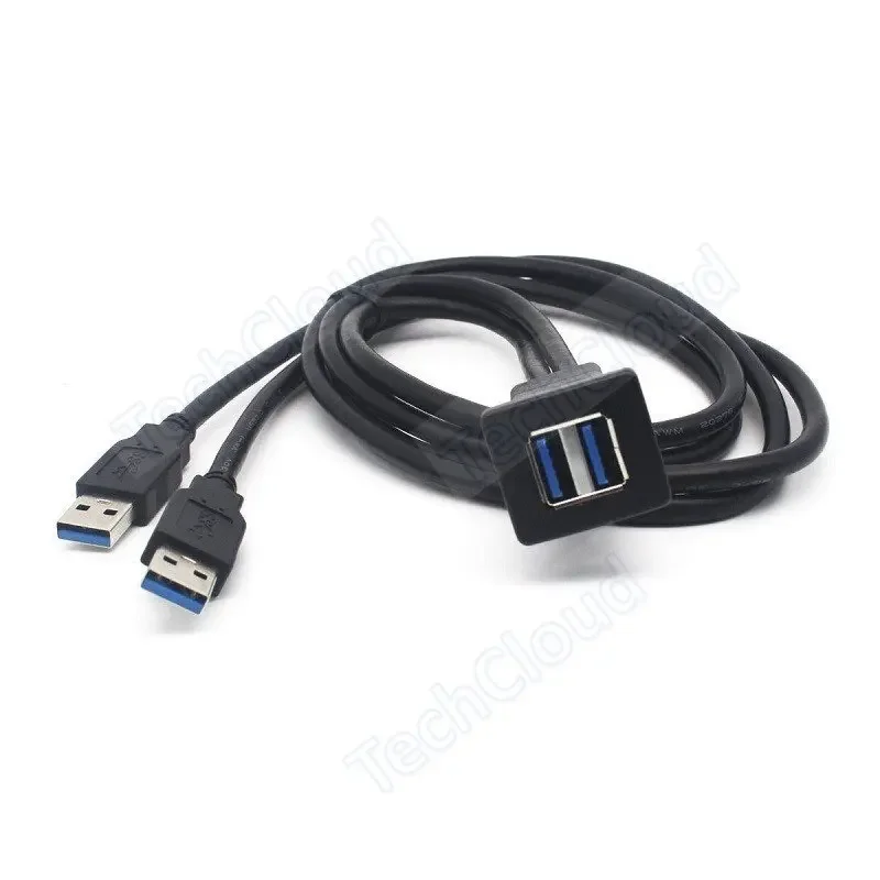 สายเคเบิลต่อขยาย USB3.0พอร์ตคู่สายต่อพ่วง USB แผงหน้าปัดรถยนต์สายชาร์จสายดาต้าสำหรับรถยนต์/เรือ