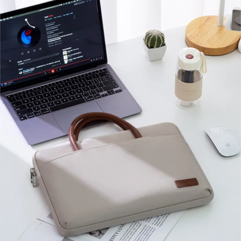 Ins kaki Simple sac pour ordinateur portable femmes antichoc IPad MacBook Air Pro 14 15 16 pouces étanche pochette pour ordinateur portable porte-documents