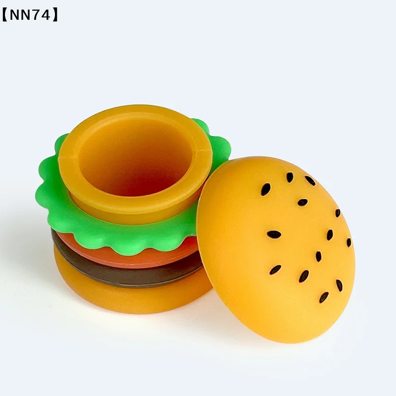 【NN74】Silicone Wax Jar 5ml Creative Hamburger Shape Portable Silicone Smoke Oil Box Silicone Container Storage Box[J]【W4】