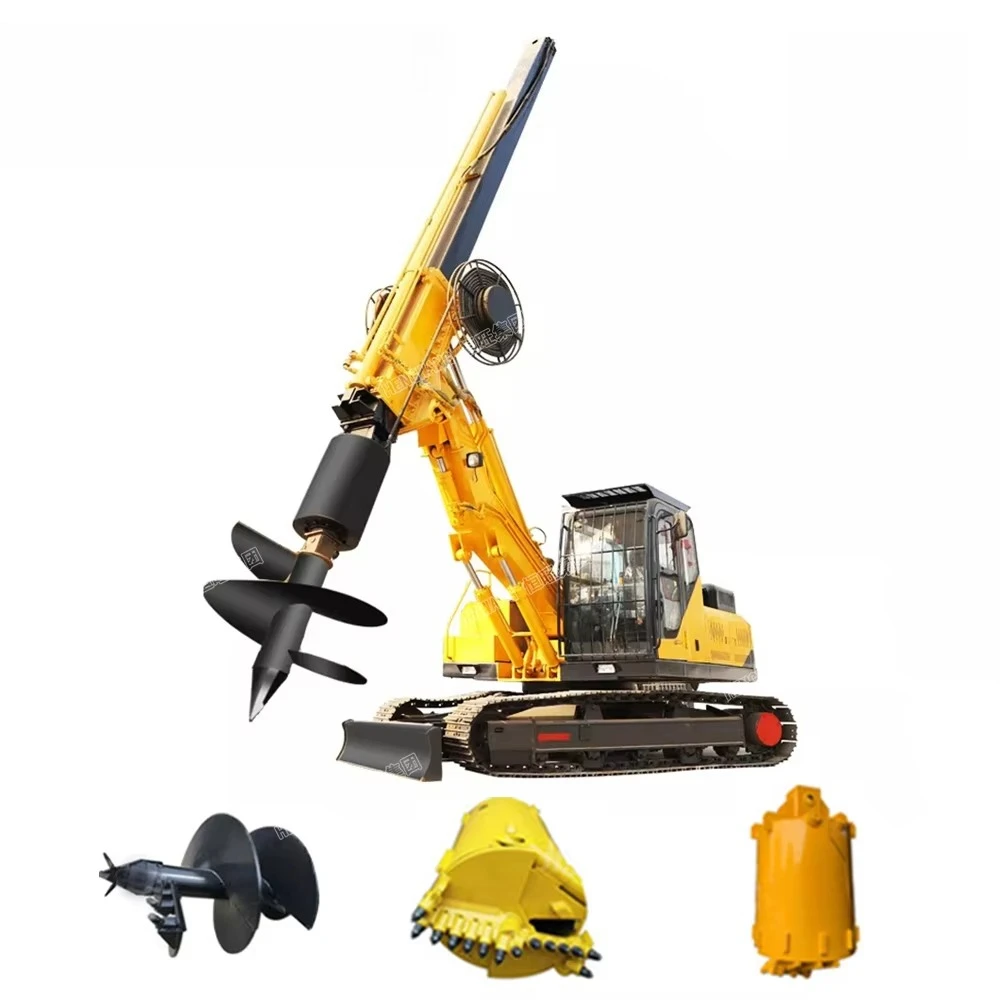 Hydraulic Pilling Rotary Rig Auger Bore Pile Foundation Machine Guardrail Pile Driver Rig