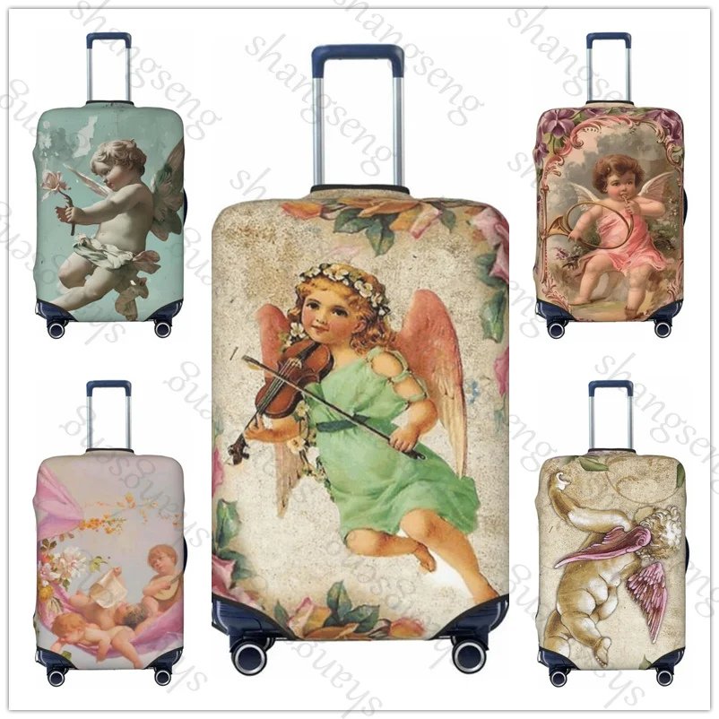 Vintage Rose Victorian Angel Travel suitcase protective case suitcase cover elastic protection, washable Luggage cover, 18-32 in