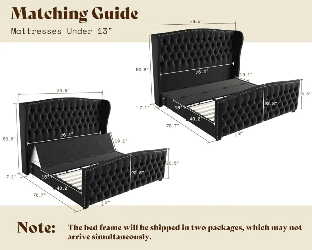 AMERLIFE King Size Adjustable Bed Frame with 51