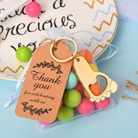 1pc Footprint Keychain Bottle Opener,Suitable for Souvenirs,Gifts,Supplies and Decorations,Comes with Organza Bag Thank You Tag