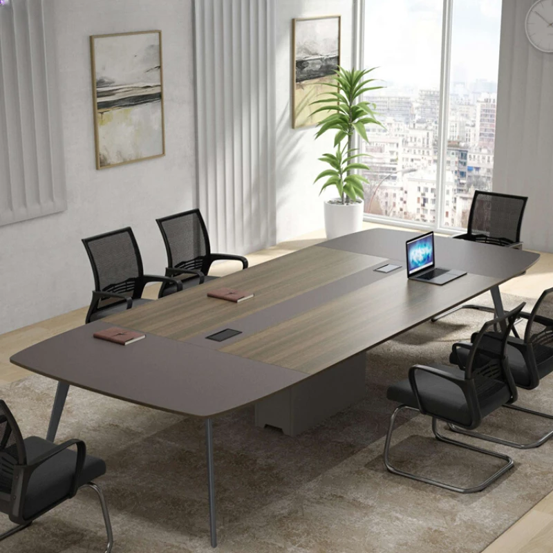 Conference table desk simple modern office furniture strip table ebony color conference room table and chair combination