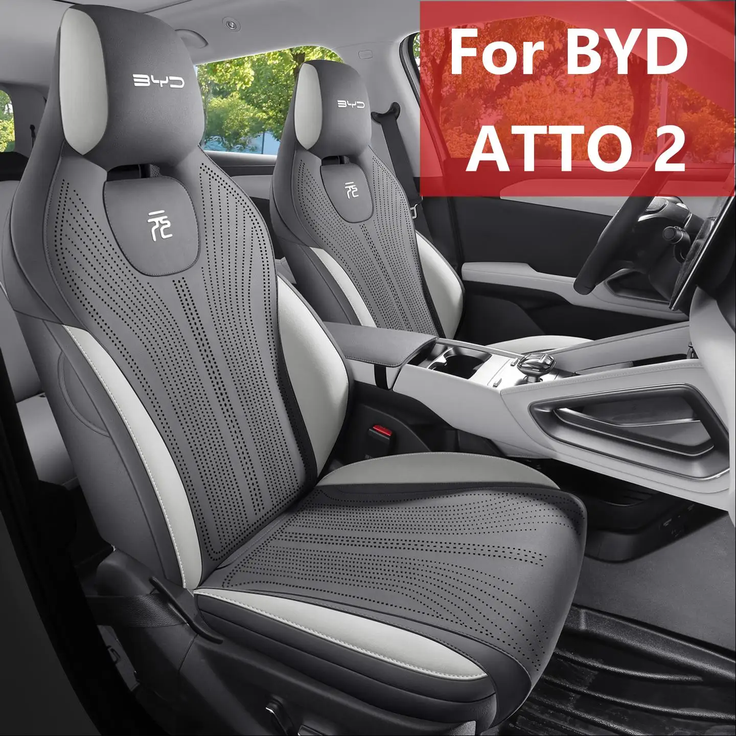 Performance Upholstery Fabric 5 Seats Auto Seat Covers Front Full Envelop Rear Half Wrap, Durable Seat Protector Fit BYD ATTO 2