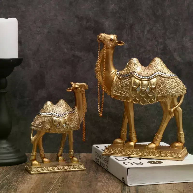 Classic Resin Light Luxury Art Camel Statue Craft Desktop Ornaments For Home Office Decor Gifts