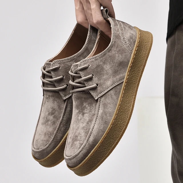 Fashion Vintage Men Leather Shoes Casual British Handmade Tooling High Top Round Toe Lace Up Skate Shoes Men Flat Designer Shoes AliExpress