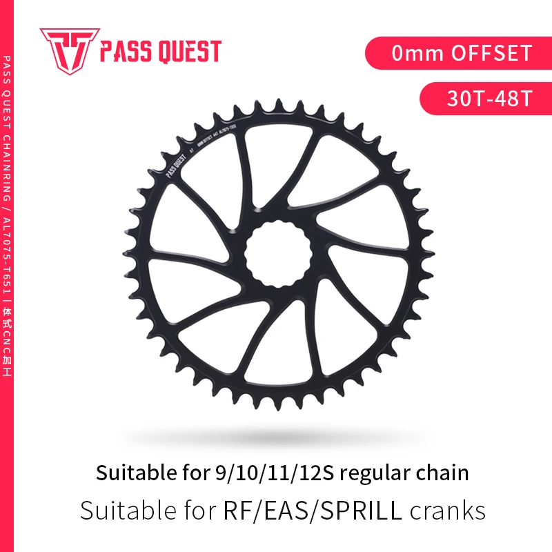 

PASS QUEST Mountain Bike chainring 0mm Offset MTB Crankset For RACEFACE/Easton/XXE/SPRILL cranks,etc. 9/10/11/12 regular chains
