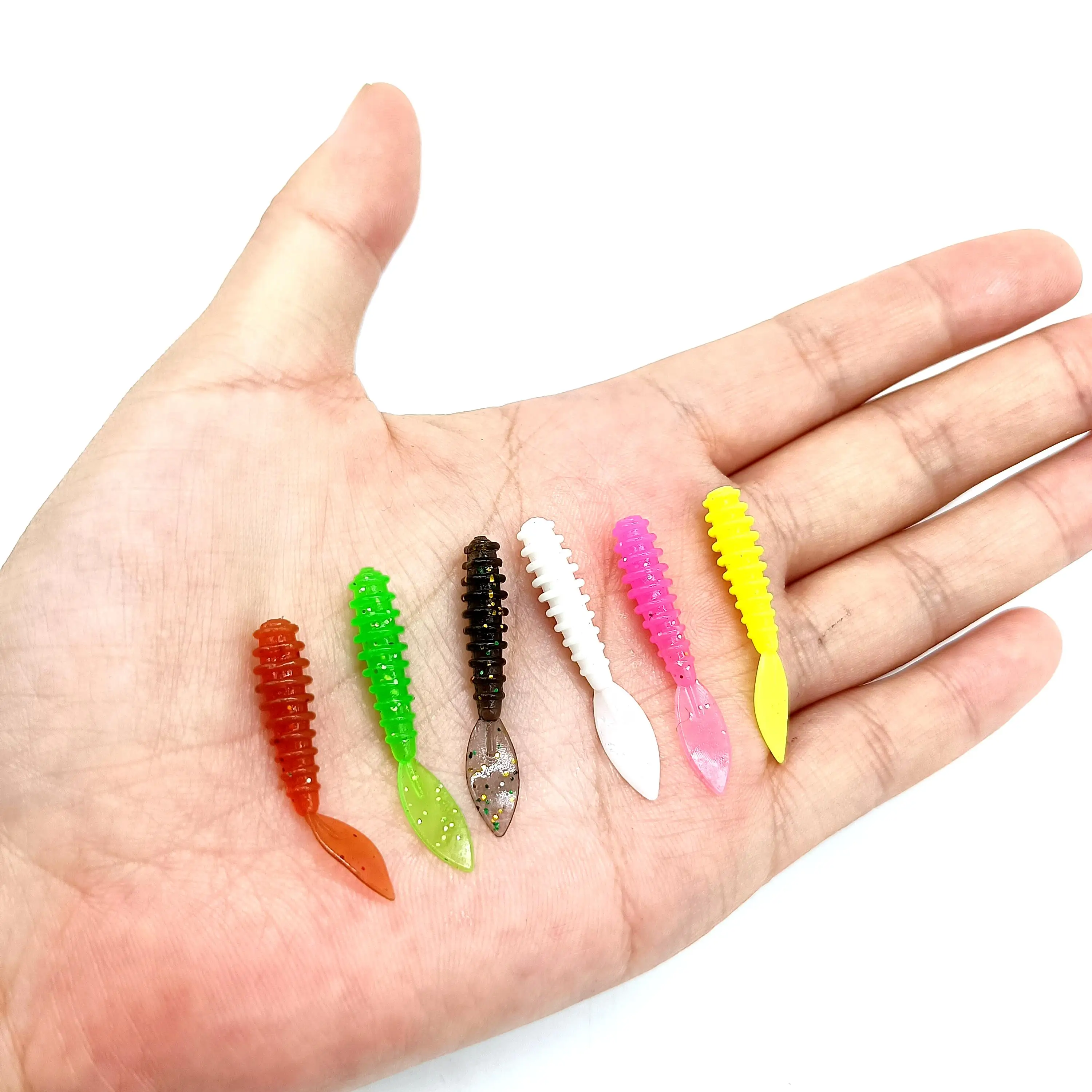 DUODUOYU 10PCS TPE Mini Ocean Rock Fishing Lures 0.3g/35mm Small Rubber Soft Baits Silicone Worm Artificial Baits Bass Tackle