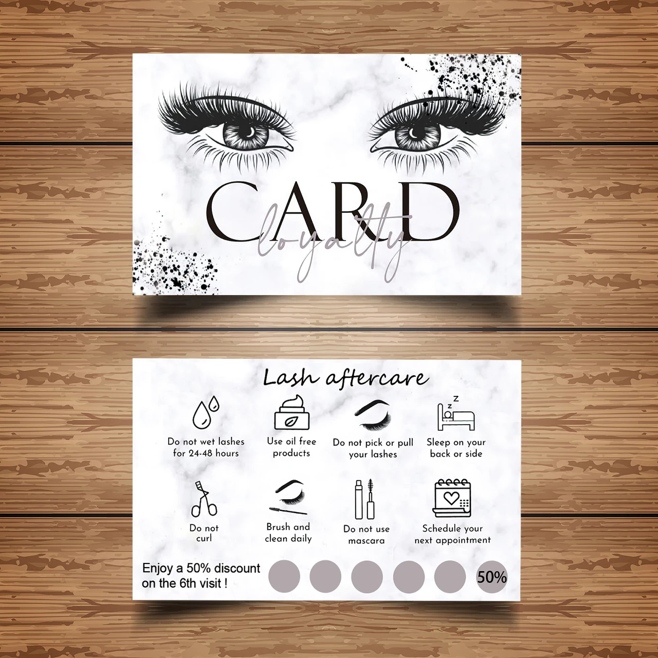 OKAYLASH Marble Eyelash Card Lash Extension Loyalty Card Lash Business Card Discount Card Wholesale Supplier