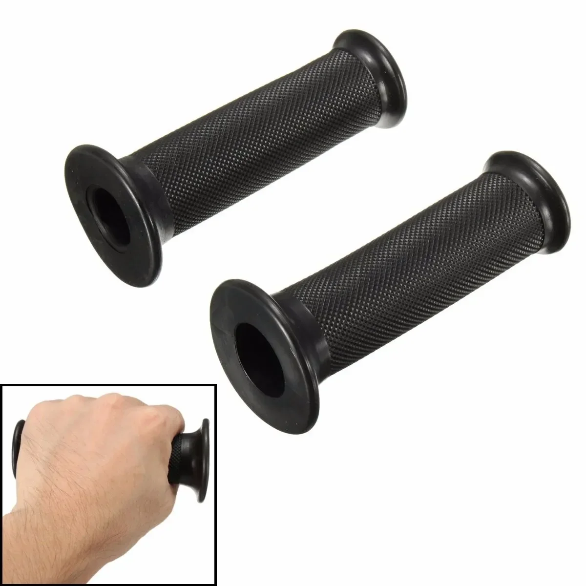 2PCs 22mm Universal Black Rubber Motorcycle Handlebars Hand Grips