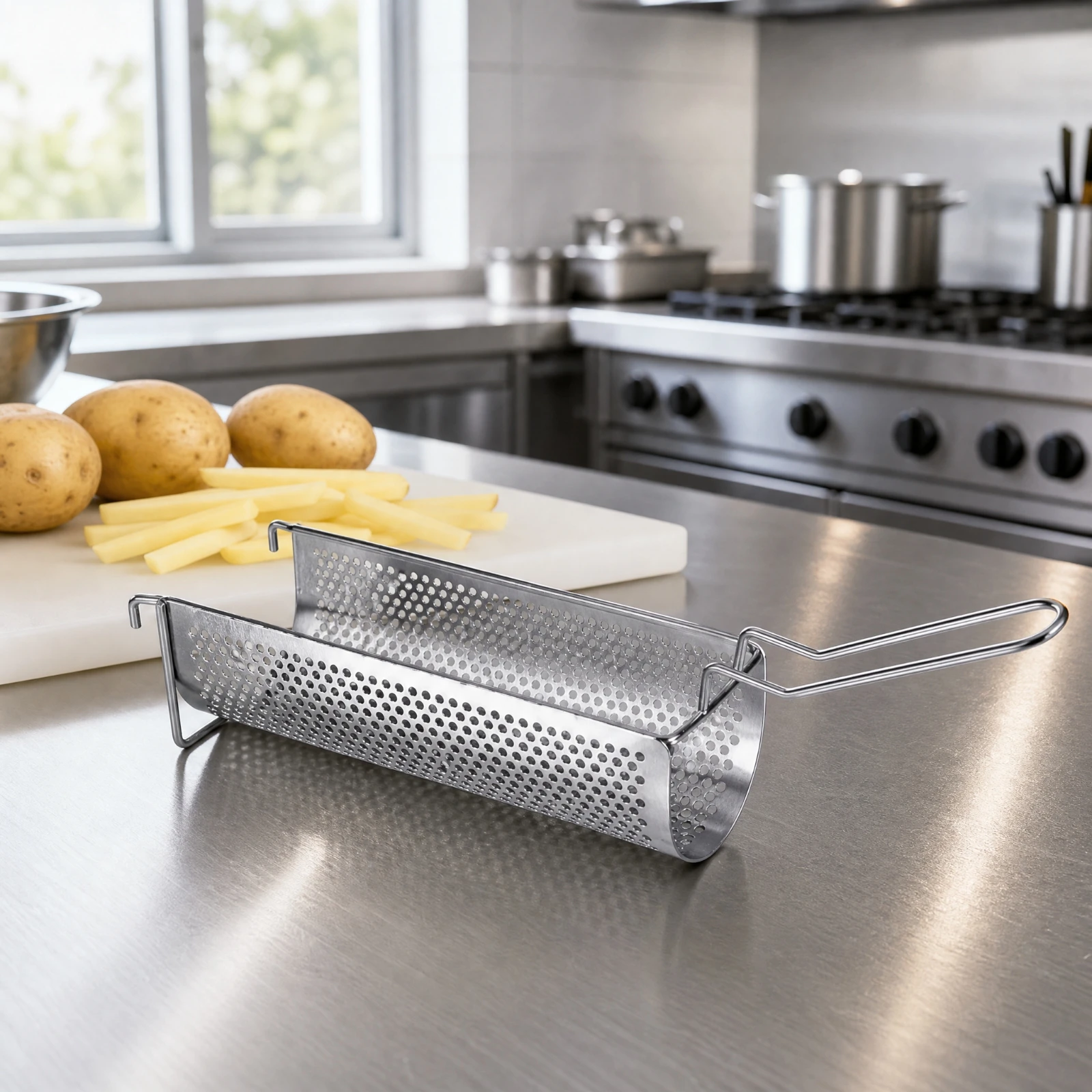 Hand-Operated Potato Fry Cutter Easy to Clean Manual French Fry Cutter Food Prep Equipment Countertop Kitchen Tool