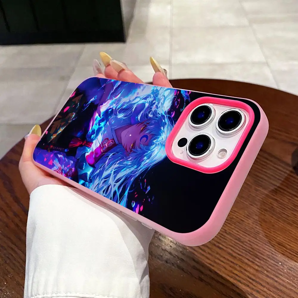 

Anime Sesshoumaru Phone Case for iPhone 17 16 15 14 13 12 11 Air Pro Max Plus Jelly Double layer Rose Red Cover