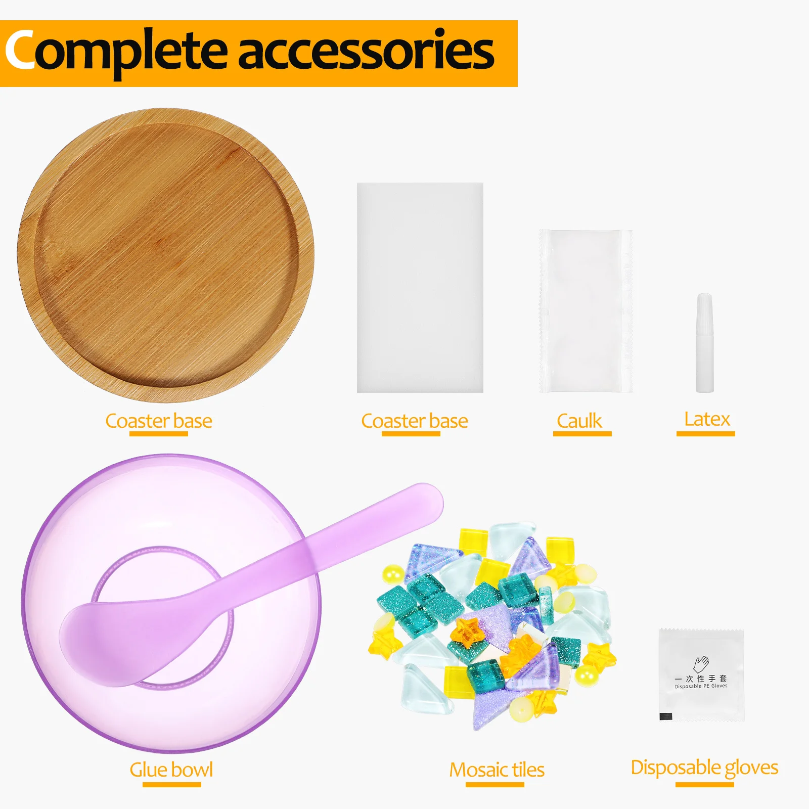 

1Set DIY Kit with Colorful Glass Tiles Wooden Base Non-Slip Craft Supplies for Home Decor Creative Gift Idea