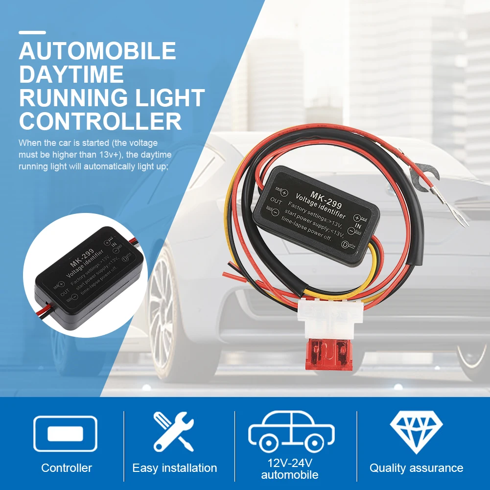 Car LED Daytime Running Light DRL Controller Auto Relay Harness Delay Off 12-24V Car Accessories Dimmer