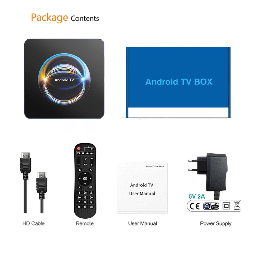 Android14.0 Smart TV Box Rackchiip RK 3528 Quad Core 2.4G/5G Dual Wifi BT5.3 8K Video 4K 64G Lettore multimediale Set Top Box Android