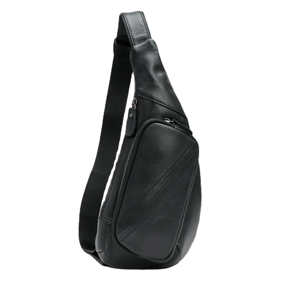 حقيبة صدر جلدية للرجال حقيبة كتف عبر الجسم حقيبة صدر من جلد البقر حقيبة ظهر قطرية ذات سعة كبيرة للرجال #5