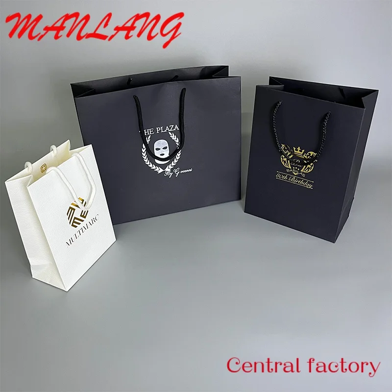 Custom  Custom Printed Your Own Logo White Brown Kraft Gift Craft Shopping Paper Bag With Handles