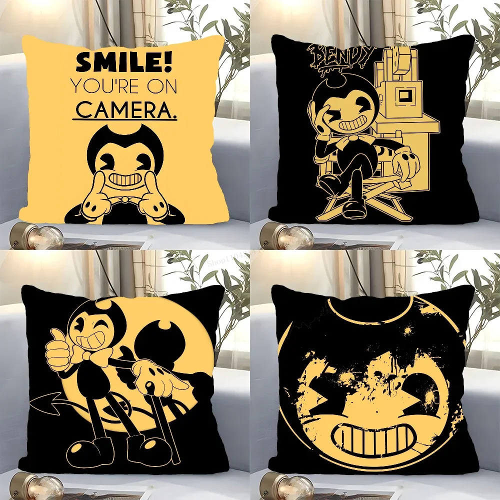 

B-Bendy And The Ink Machine Cartoon Pillow Case Square Pillow Bedroom Sofa Leisure Comfort Car Living Room Home Decoration 40X40