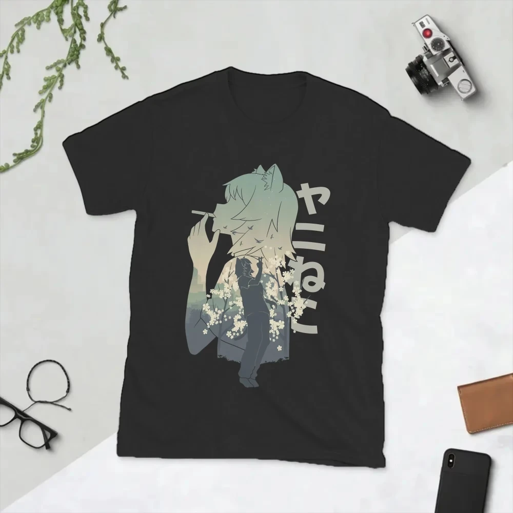 2026 Chainsmoker Cat Yani Neko Sato Yaniko Graphic T Shirt Anime Short Sleeve Cotton Tee Family Y2K Harajuku Unisex Top