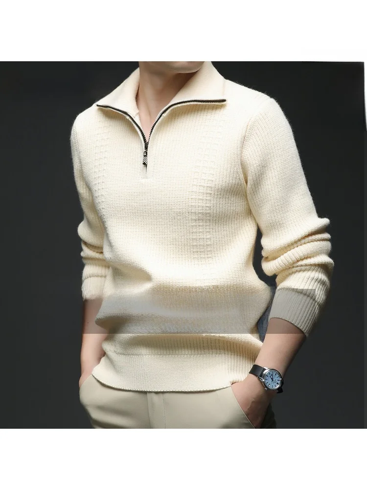 

Зимний мужской вязаный шерстяной свитер Long Sve, повседневный свободный крой на молнии, мягкий, теплый, удобный, деловой, повседневный, на молнии