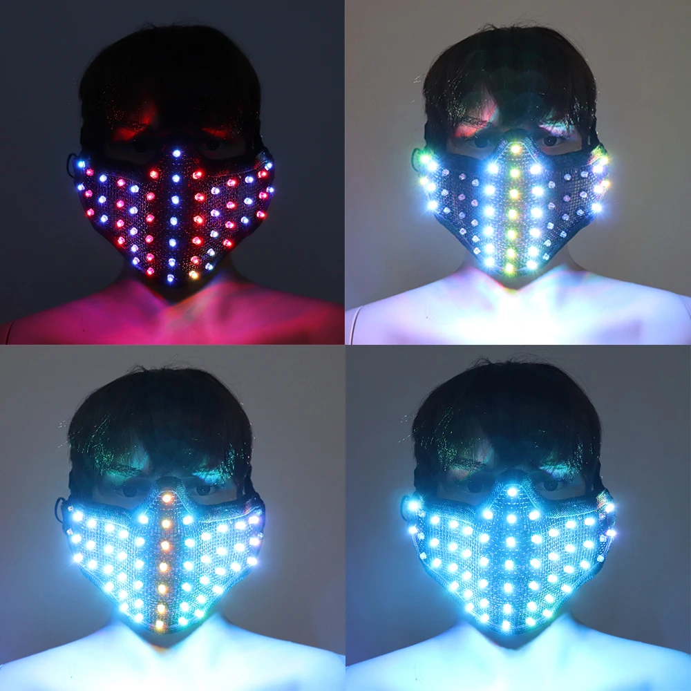 

Colorful Led Mask Halloween Party Masque Masquerade Luminous Masks Neon Mask Light Glow In The Dark Horror Glowing Mask