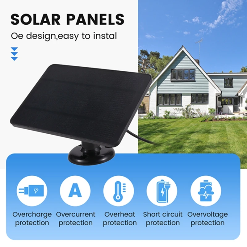 IDUD Waterproof 4W Solar Panel For Home Security Camera Solar Cells Powered Charger Type C