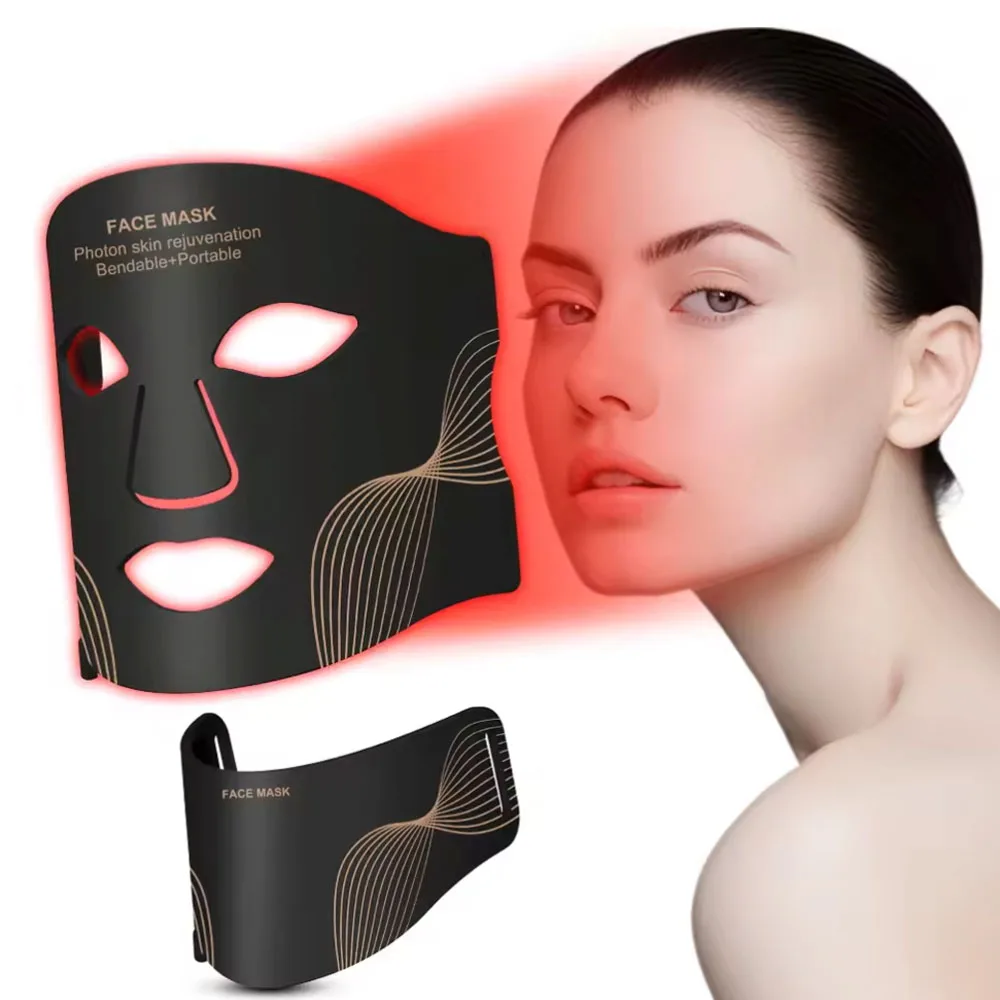 7 Color Photon Silicone Face LED Mask with Neck Whitening Skin Acne Blemish Firming Skin Deep Repair Remove Wrinkles Beauty Mask