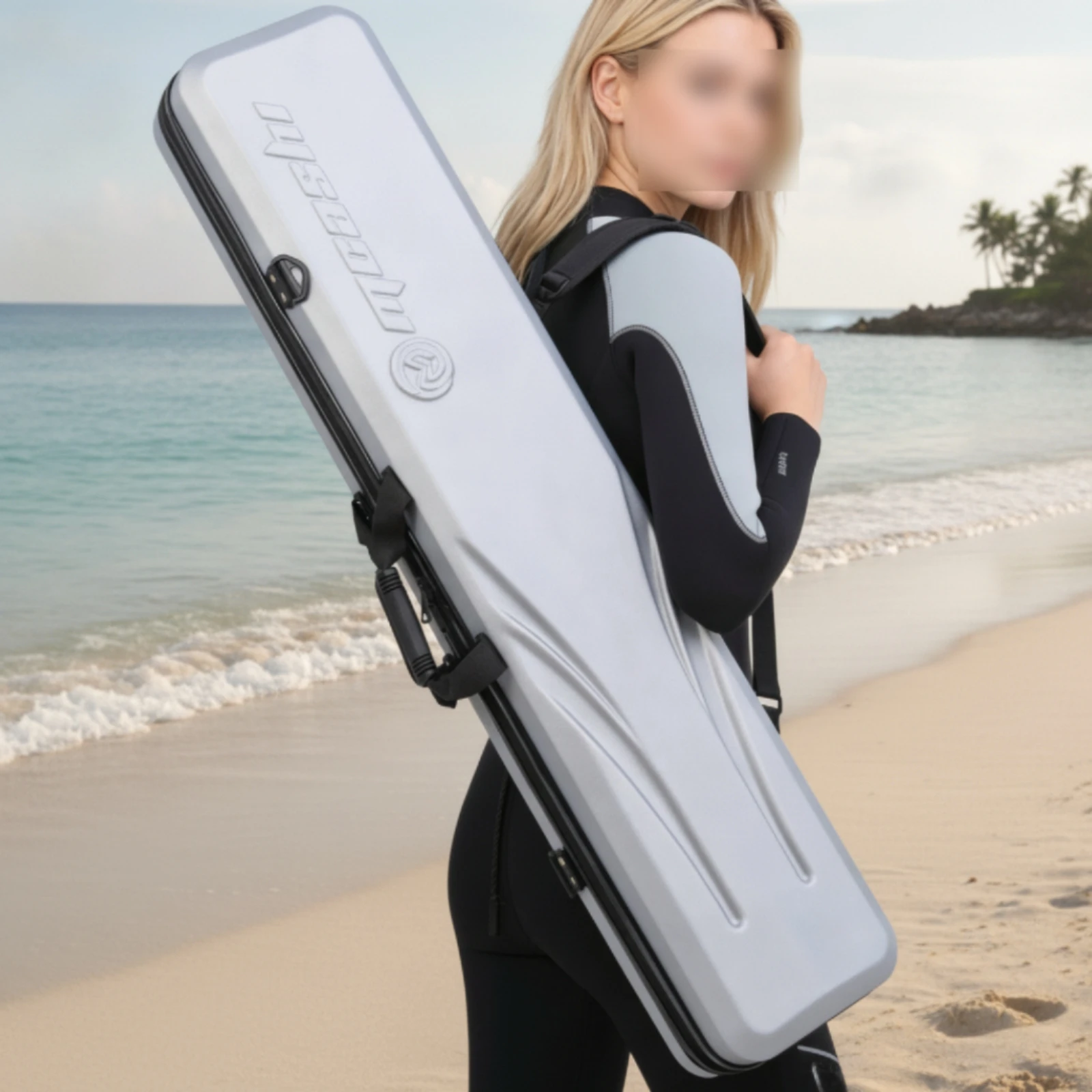 Hard-Shell Fin Case Pressure-Resistant Dive Fin Case Sports Storage Zippered Shoulder Strap for Swimmers