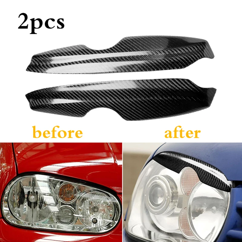 

1 пара автомобильных аксессуаров, накладка на фару из настоящего углеродного волокна, брови, веки, подходят для Volkswagen Golf 4 MK4 IV GTI 1999-2004