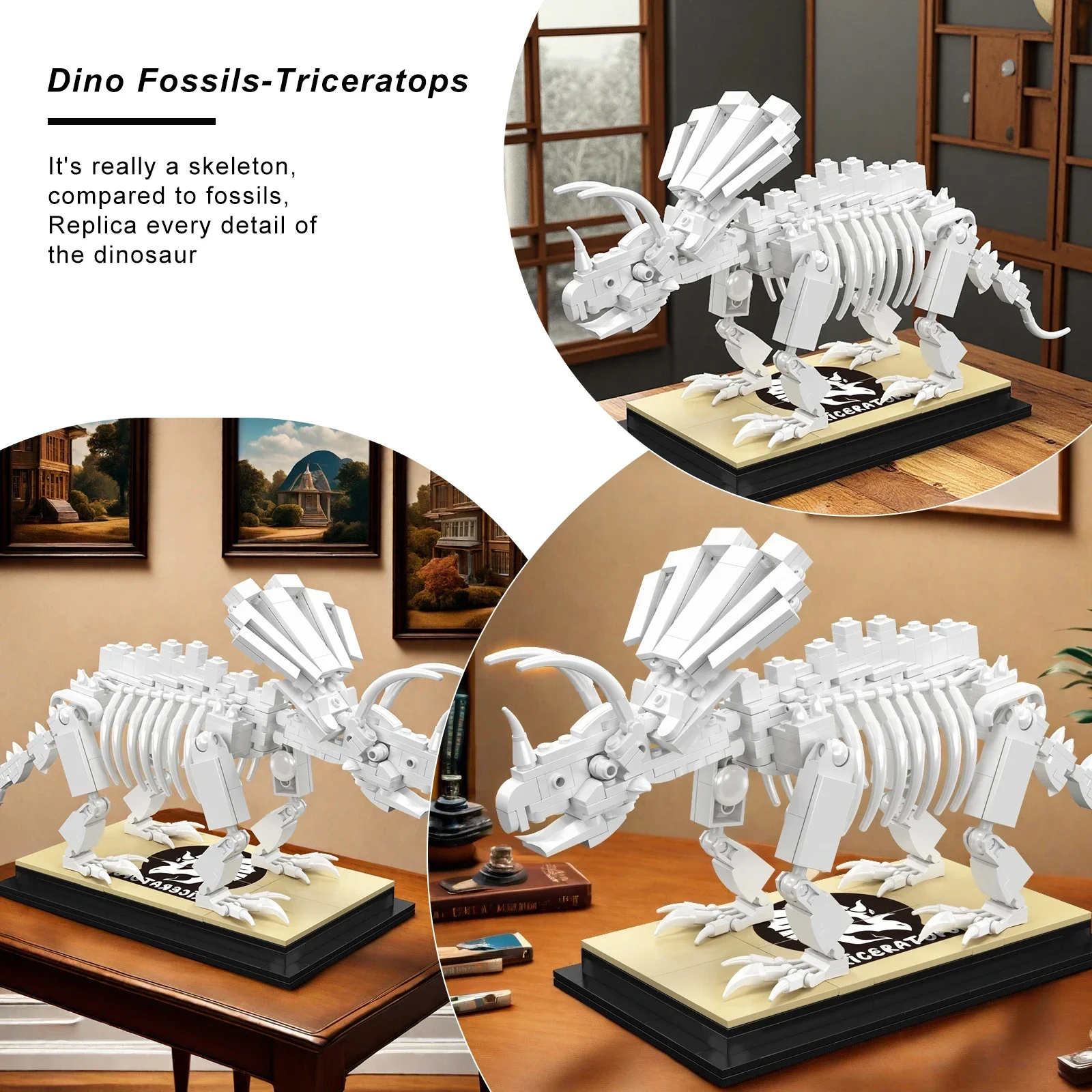 قالب الملك 29006 ترايسيراتوبس الأحفوري ديناصور الهيكل العظمي بنة نموذج 397 قطعة لعبة تعليمية للأطفال