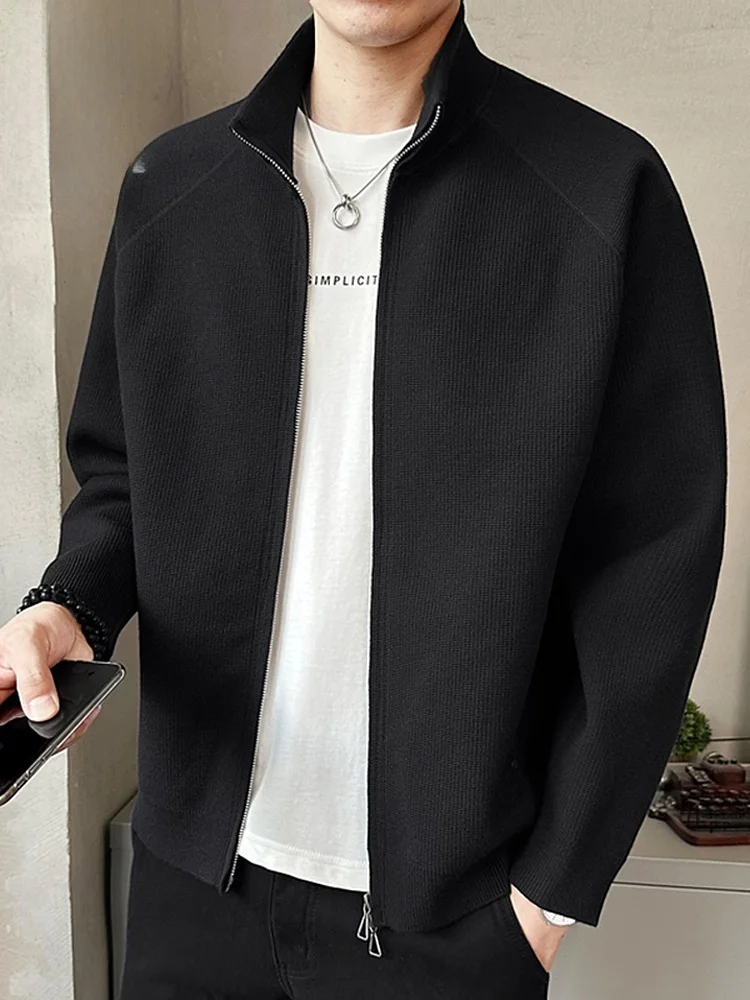 

Мужской вязаный утепленный свитер с воротником-стойкой, новинка зимы, повседневный модный кардиган с длинными рукавами, верхняя одежда