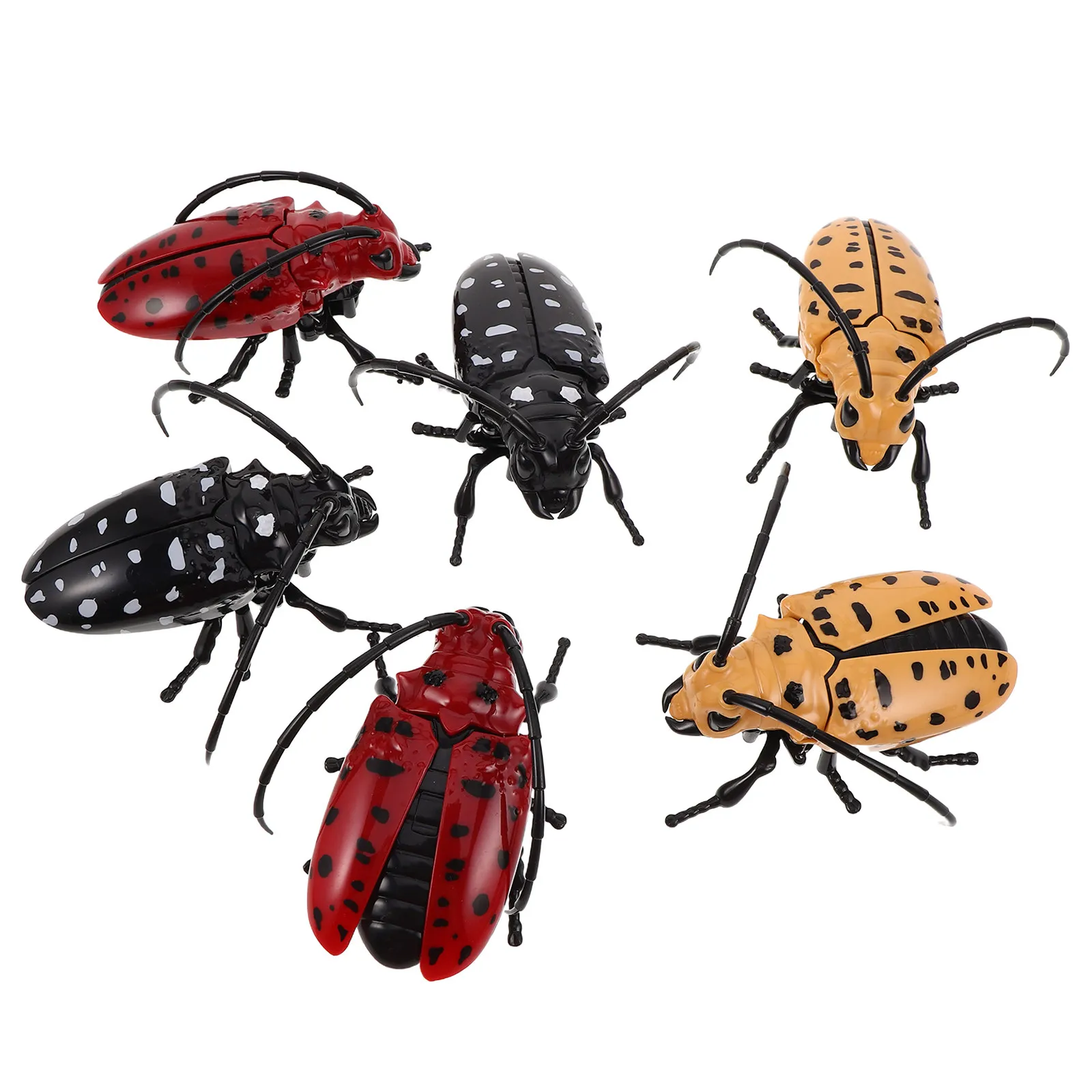 

6Pcs Wind Up Insect Realistic Plastic Longicorn Beetle Clockwork Crawling Simulation Prank Props Halloween Party Fake Bugs