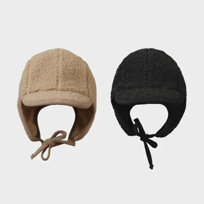 New Double-sided Wear Fleece Strap Bomber Hats for Men and Women Autumn Winter Outdoor Riding Warm Versatile Retro Pilot Caps