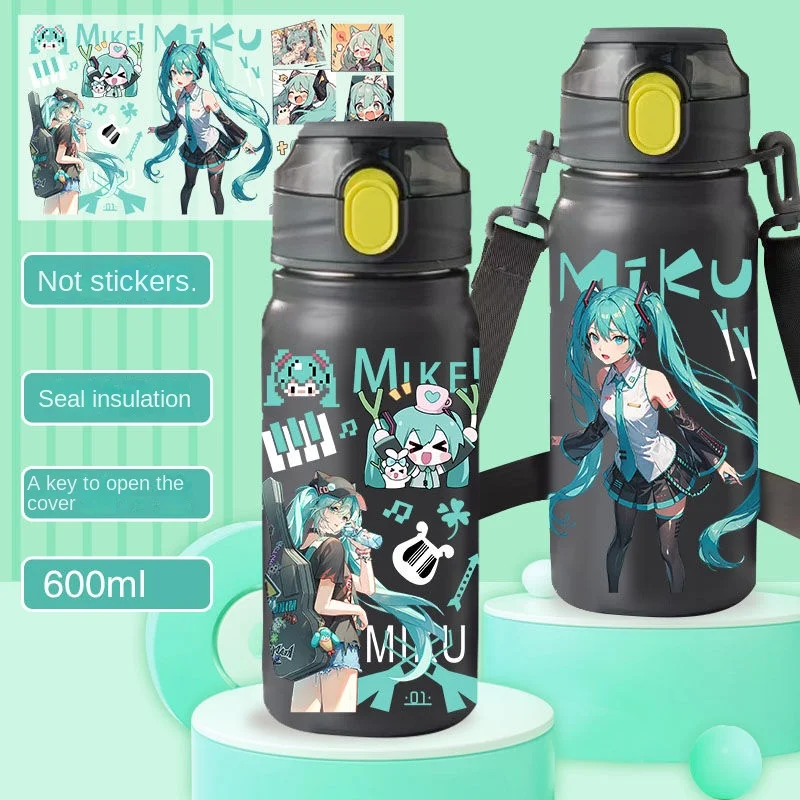 Tasse isotherme en acier inoxydable pour étudiants, tasse isotherme, dessin animé, grande capacité, haute valeur, créative, Hatsune, Ata, Ku, 2 dimensions