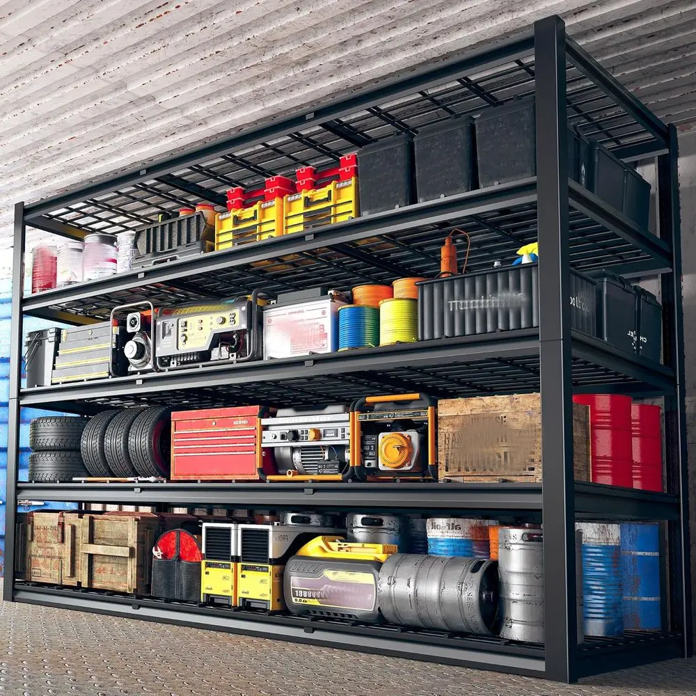 

60 Wide Heavy-Duty 5-Tier Metal Garage Shelving, 3000 lbs Capacity, Adjustable Storage Racks