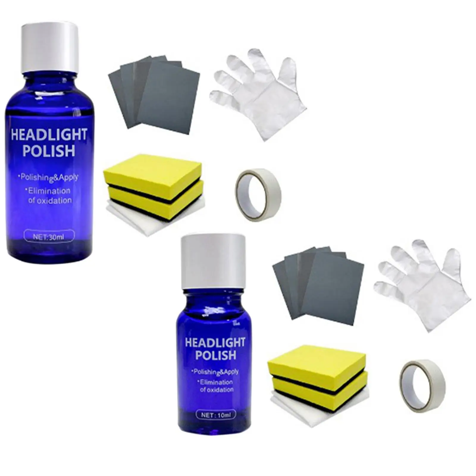 Headlight Restoration Kit Light Polishing Liquid for Slight Scratch Oxidation with Sponges Sandpaper Gloves Cleaning Tool