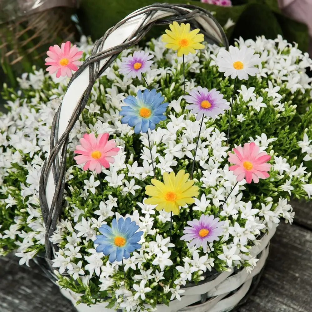 10pcs Micro Landscapes Decoration Metal Decorative Garden Stakes Colorful Creative Flower Ground Stake Art Garden Pile Bonsai