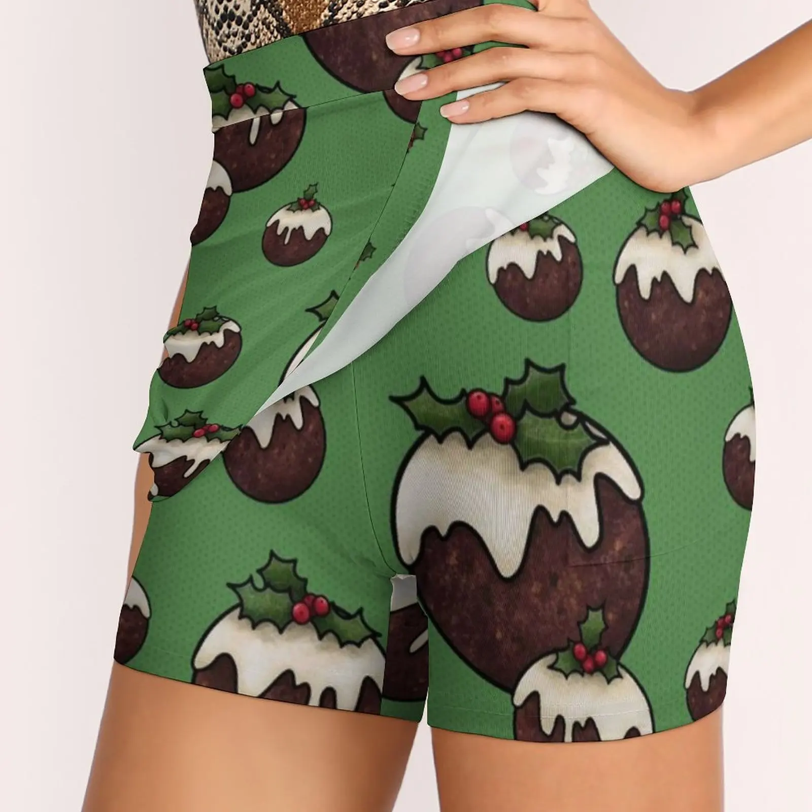 Kerstpudding Met Hulst, Groene Damesrok Sport Skort Rok Met Zak Mode Koreaanse Stijl Rok 4Xl Rokken