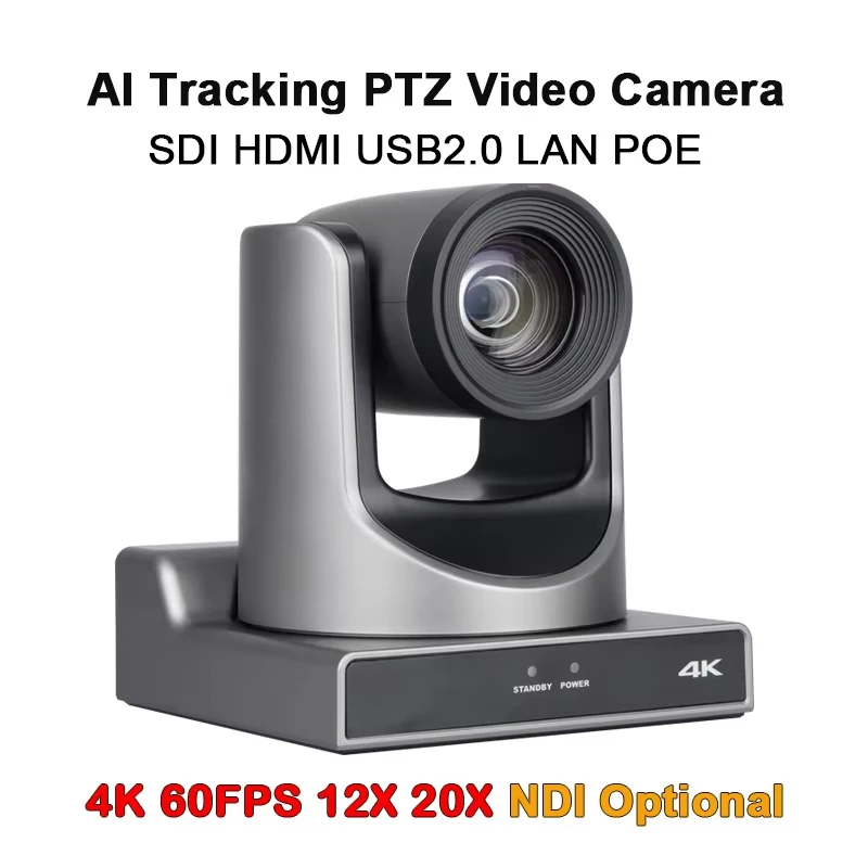 

4K60fps NDI PTZ-видео 12-кратный 20-кратный зум Конференц-камера SDI USB HDMI POE IP-камера потокового вещания в прямом эфире для церковной бизнеса Youtube
