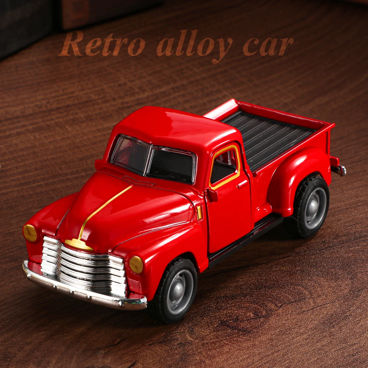 1:43 Classic Vintage Pickup Truck Model Pull-Back Toy Car with Opening Doors, Realistic Detail Design, Collectible, Classic Car