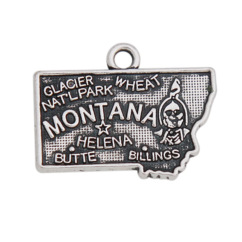 

Fashion Alloy Doulbe Side MONTANA State Map Charms 15*20mm 50pcs AAC735