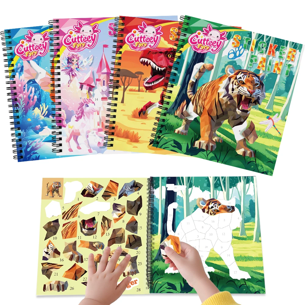 

Montessori Education Toy Sticker Book Crafts for Kids Ages 3-8 Sticker by Number Matching Game Kids Gifts,Travel Toy