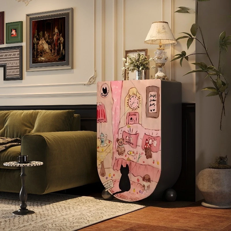 Cure Department Pink Niche Art Dopamine Solid Wood Home Bedroom Wall Locker Storage Cabinet